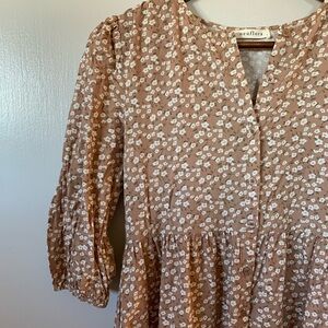 Neuflora Women's Floral Tan Dress